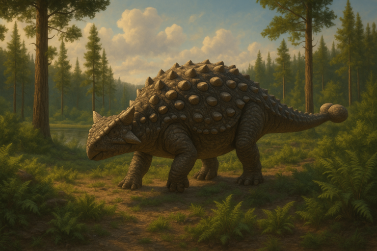 Représentation de Ankylosaurus dans son environnement naturel.
