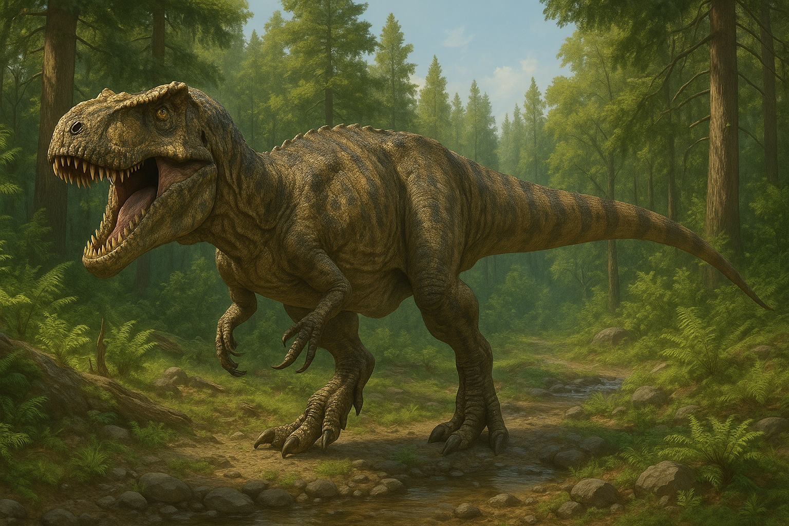 Représentation de Megalosaurus dans son environnement naturel.