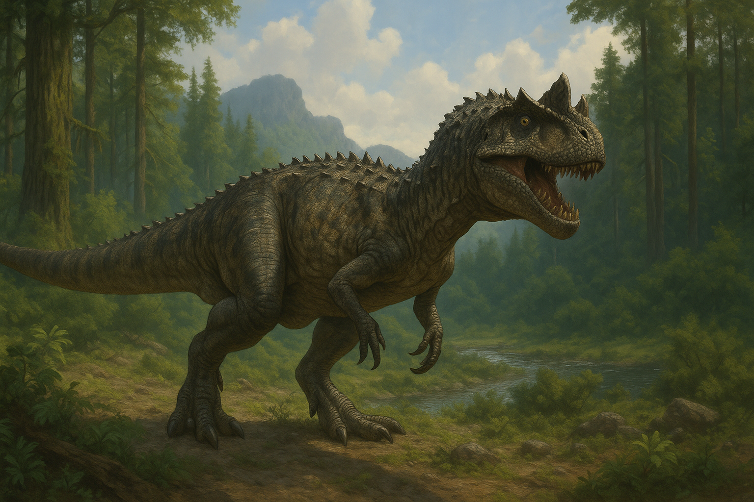 Ceratosaurus Dico Des Dinos Représentation de Ceratosaurus dans son environnement naturel.