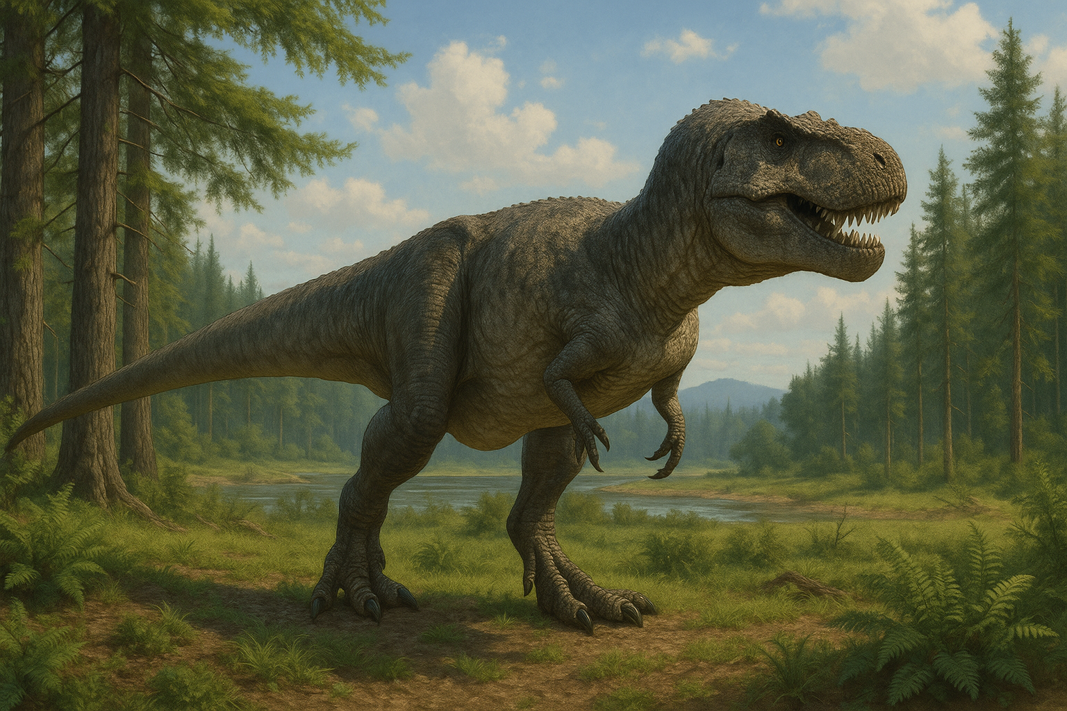 Représentation de Daspletosaurus dans son environnement naturel.