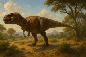 Représentation de Mapusaurus dans son environnement naturel.