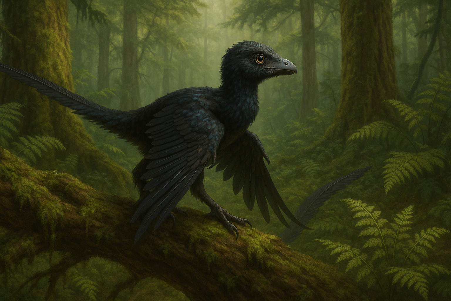 Microraptor Dico Des Dinos Représentation de Microraptor dans son environnement naturel.