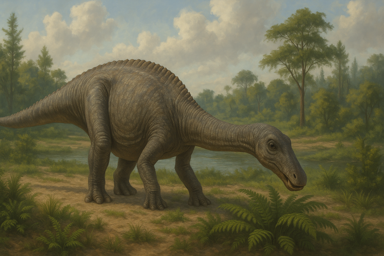 Nigersaurus Dico Des Dinos Représentation de Nigersaurus dans son environnement naturel.