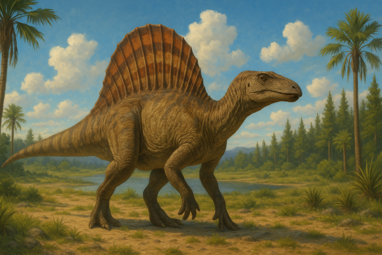 Représentation de Ouranosaurus dans son environnement naturel.