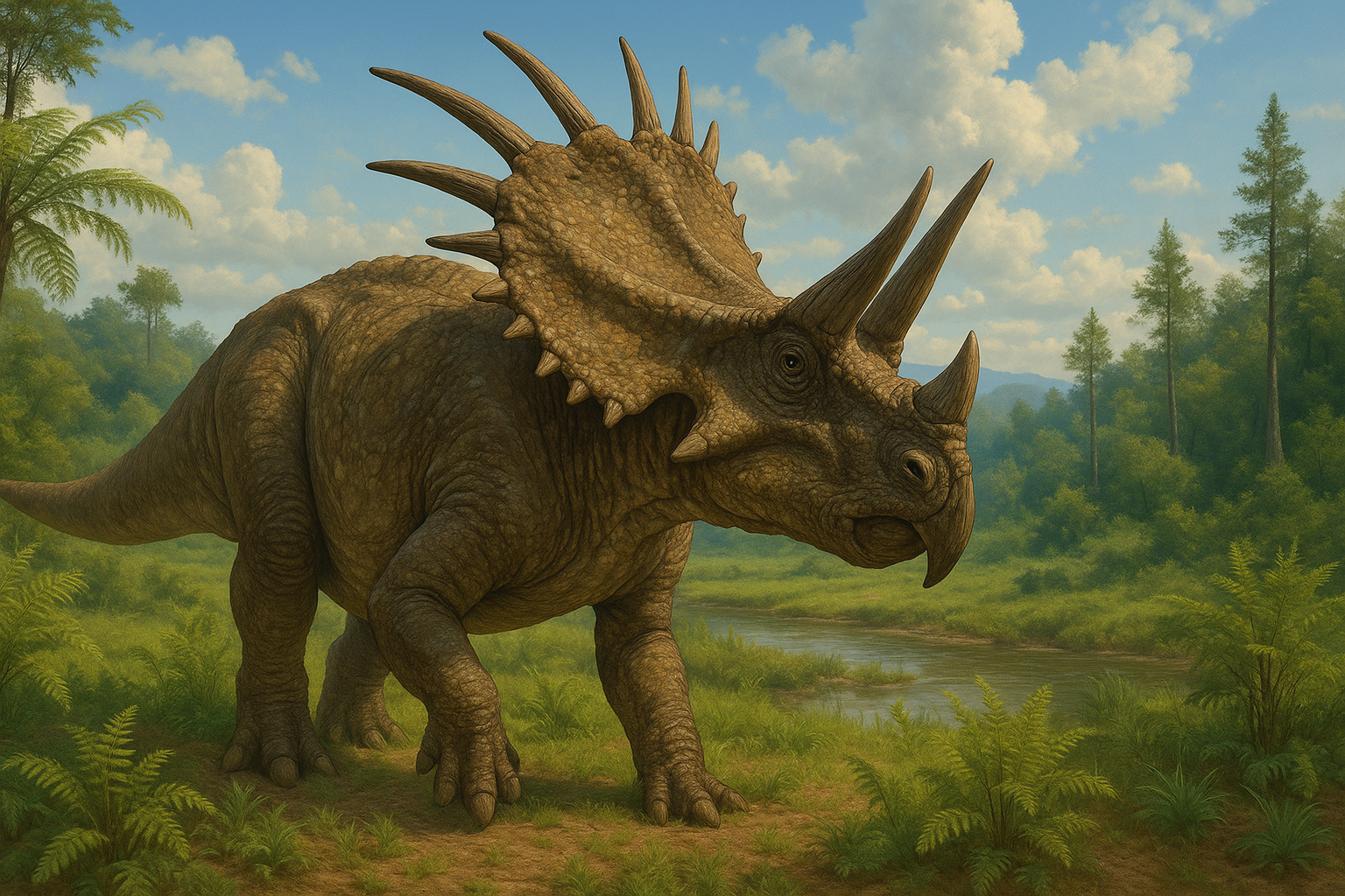 Styracosaurus Dico Des Dinos Représentation de Styracosaurus dans son environnement naturel.