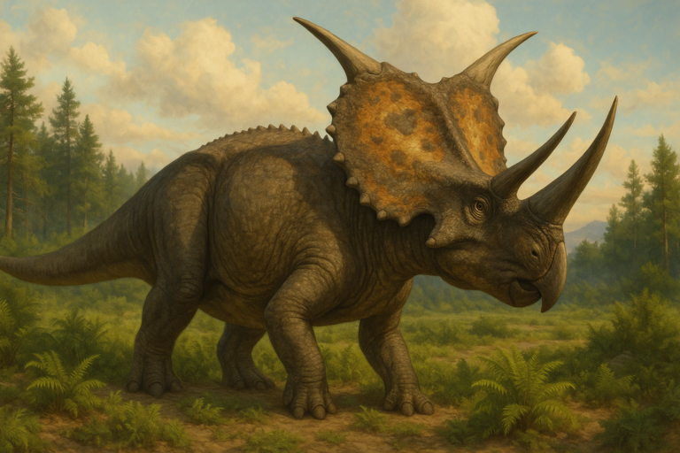 Représentation de Torosaurus dans son environnement naturel.