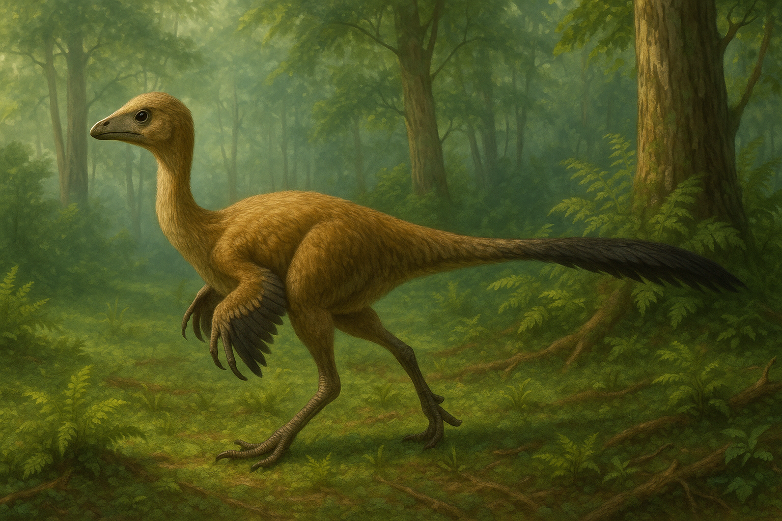 Avimimus Dico Des Dinos Représentation de Avimimus dans son environnement naturel.