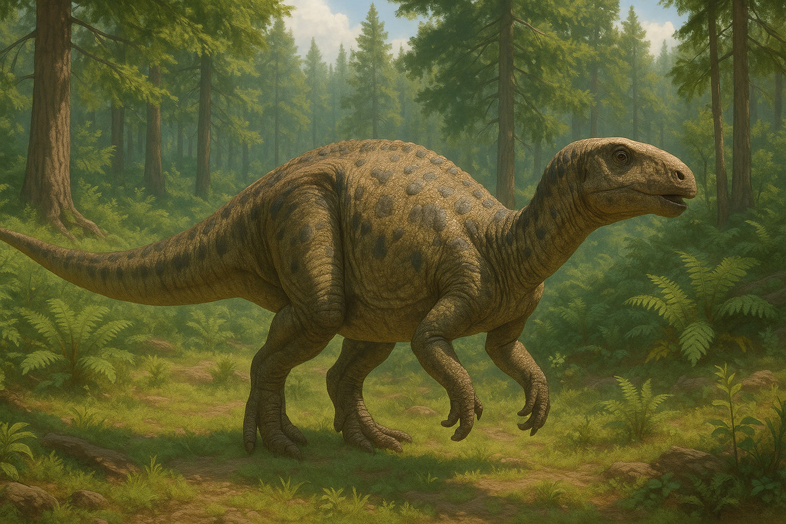 Camptosaurus Dico Des Dinos Représentation de Camptosaurus dans son environnement naturel.