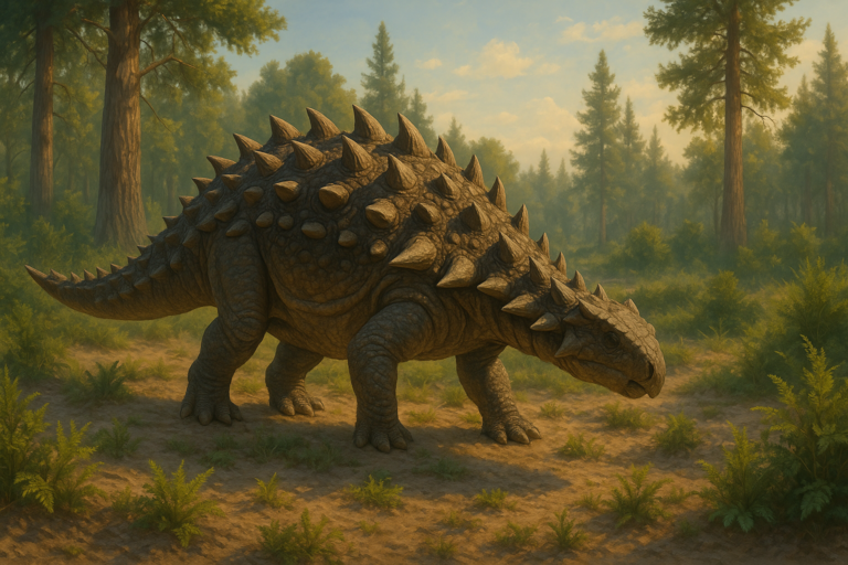 Représentation de Edmontonia dans son environnement naturel.