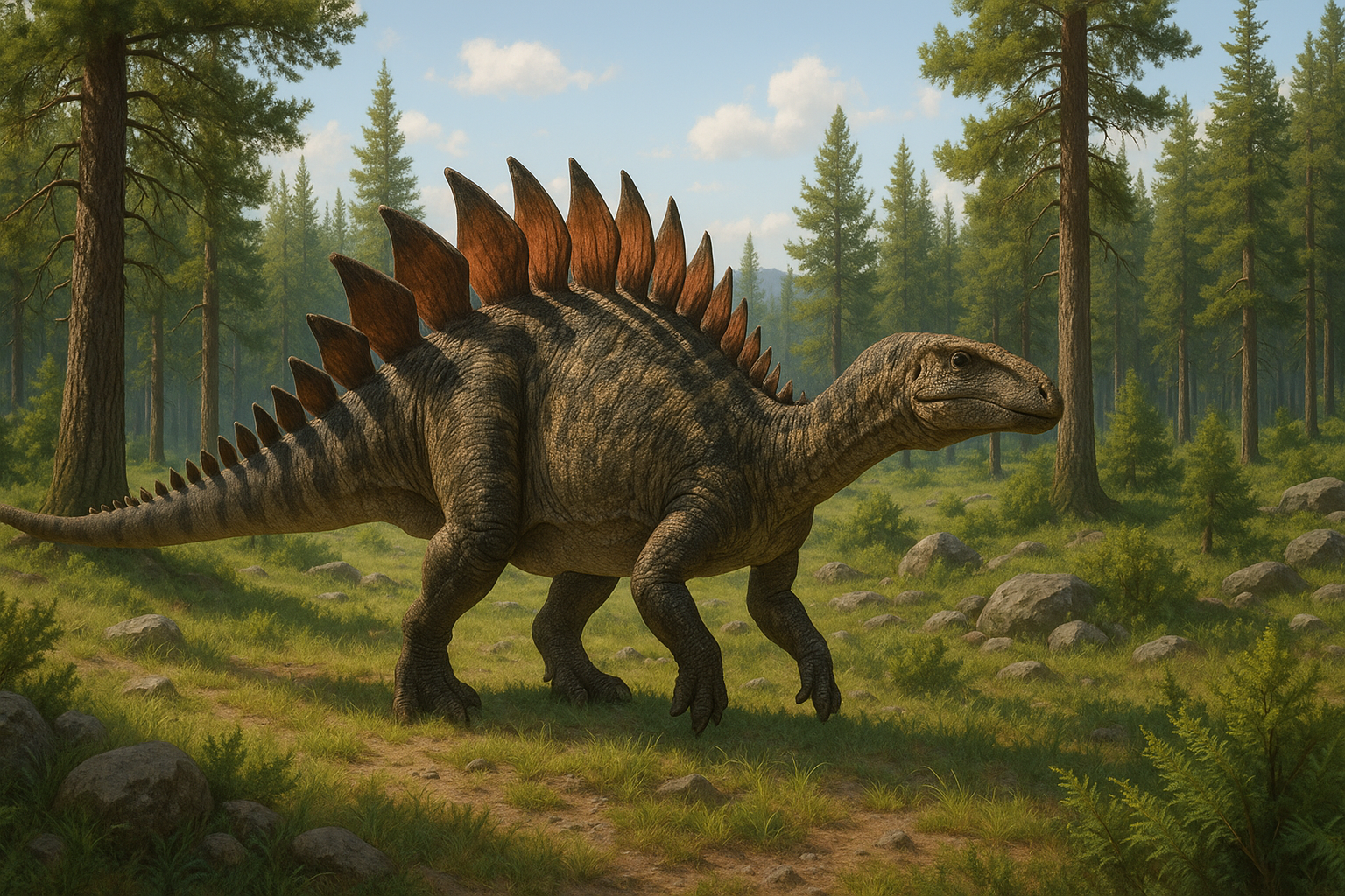 Hesperosaurus Dico Des Dinos Représentation de Hesperosaurus dans son environnement naturel.