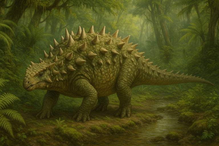Représentation de Hylaeosaurus dans son environnement naturel.