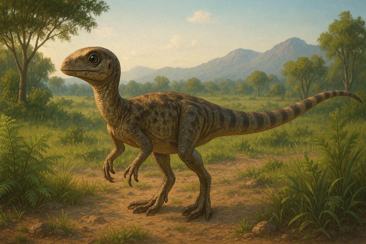 Lesothosaurus Dico Des Dinos Représentation de Lesothosaurus dans son environnement naturel.