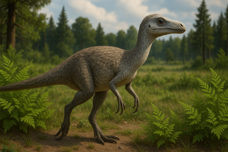 Représentation de Limusaurus dans son environnement naturel.